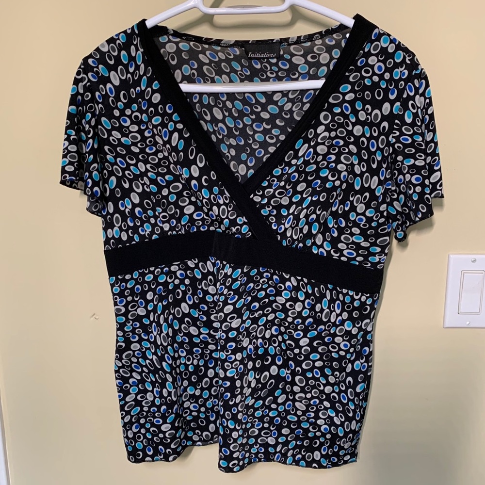2/$30 Initiatives black and teal dotted top